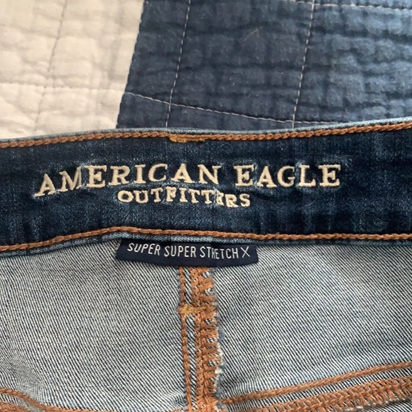 AEO Dark Wash Ripped Denim Shorts - Picture 2 of 3
